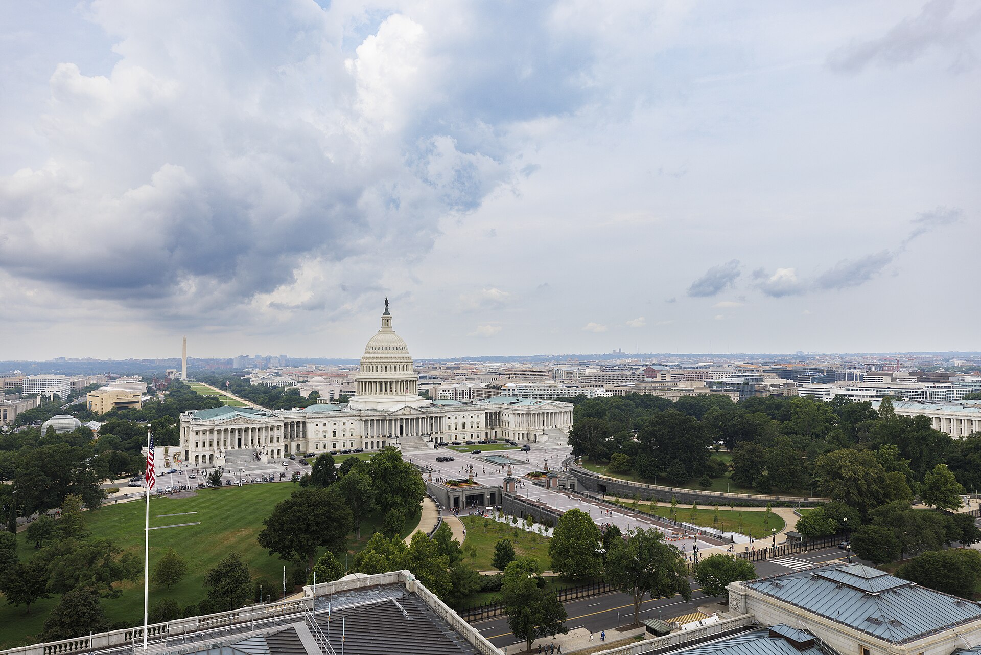 Vista panorámica del Capitolio de Estados Unidos y Washington, D. C.